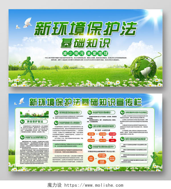 绿色简约新环境保护法宣传栏